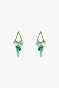 Green Waterdrop Earrings With Cascading Sequins