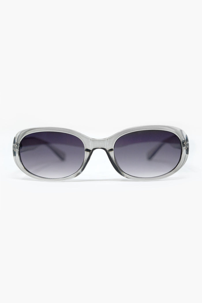 Grey Acrylic Oval Oversized Sunglasses