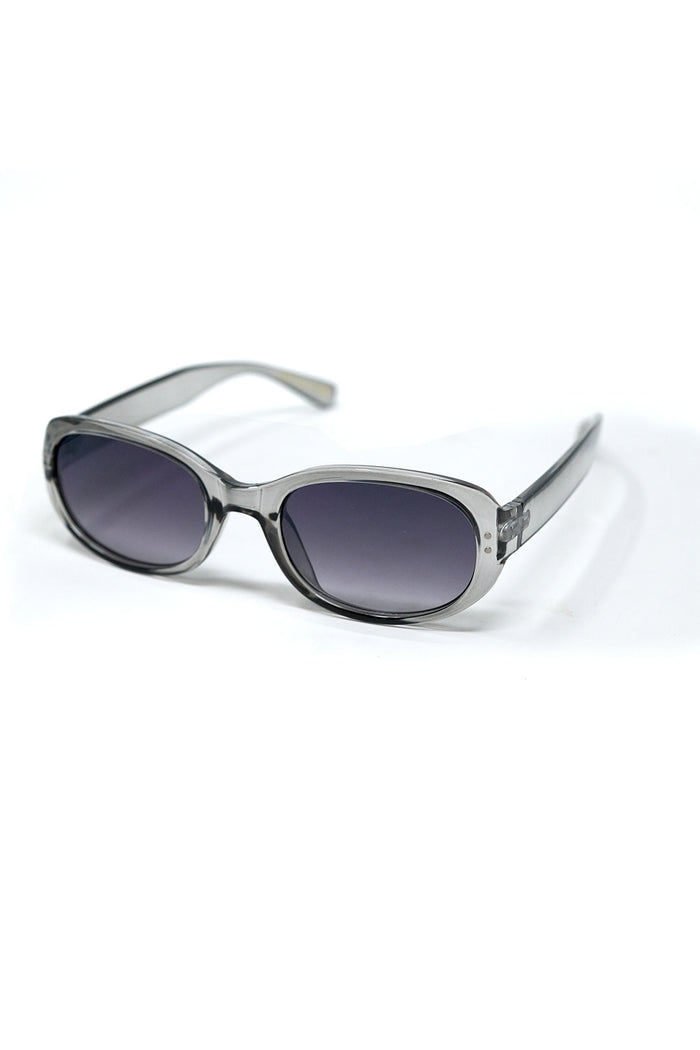 Grey Acrylic Oval Oversized Sunglasses