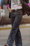 Grey Leopard Print pants - trousers, Coloured Jeans