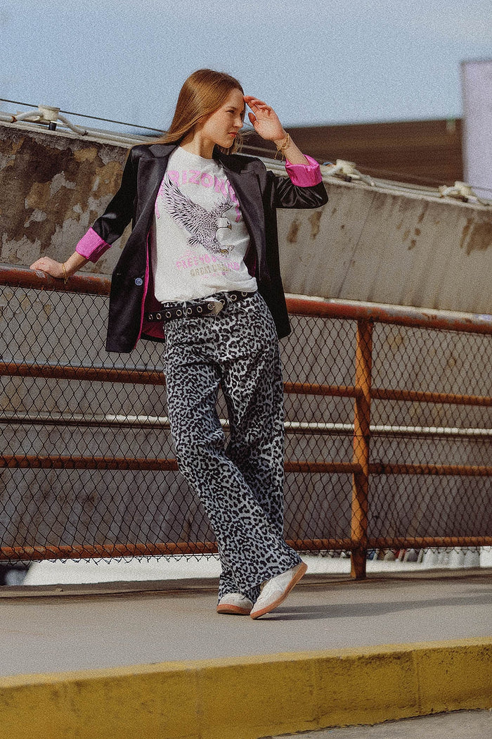 Grey Leopard Print pants - trousers, Coloured Jeans