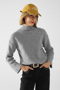 grey ribbed turtleneck sweater