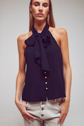 Halter Top With Tie Neck in Black - Shirts, top
