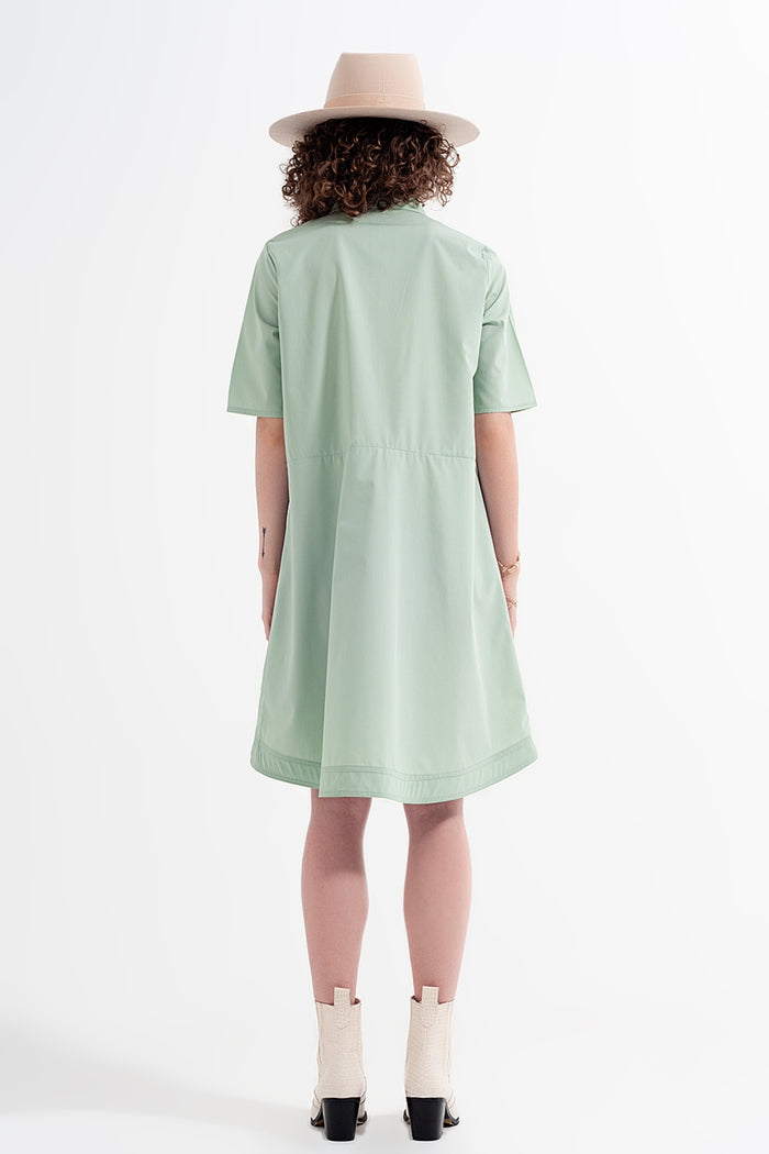 High low dress with empire waistline in green - dress
