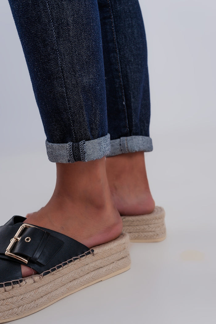 High waisted basic jean in dark blue - Denim