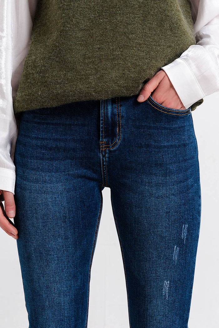 High waisted skinny jeans in blue wash - Denim