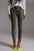 High waisted skinny jeans in khaki - Coloured Jeans