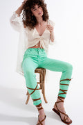 High waisted skinny jeans in pistachio - Coloured Jeans
