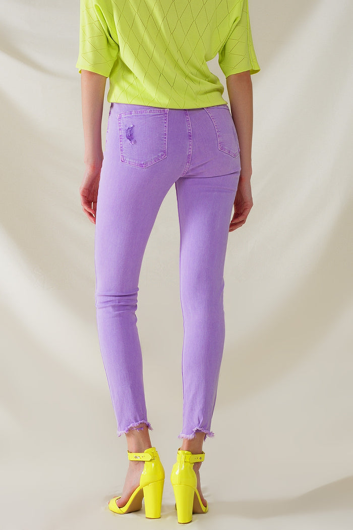 High waisted super skinny jeans in purple - Coloured Jeans