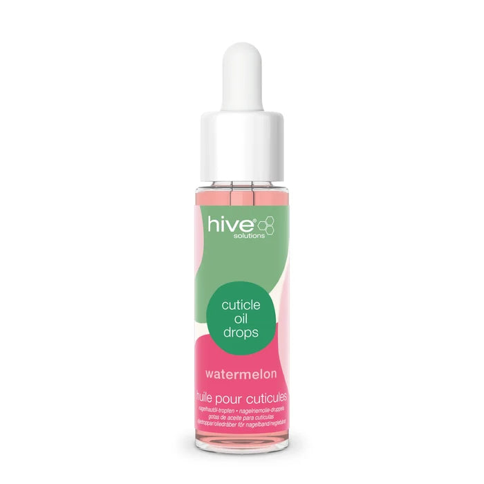 Hive Solutions Watermelon Cuticle Oil Drops 30ml hydrating nail and cuticle oil with a refreshing watermelon fragrance to help condition dry cuticles, moisturise nails and support a healthy manicure.