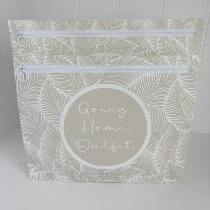 Hospital Bag Organiser Pouches - Unisex Beige Leaf Print - Baby & Toddler