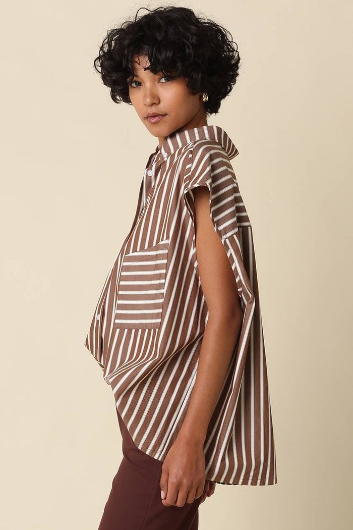 Hunter Brown Stripe Oversized Shirt