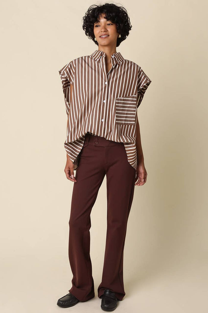Hunter Brown Stripe Oversized Shirt