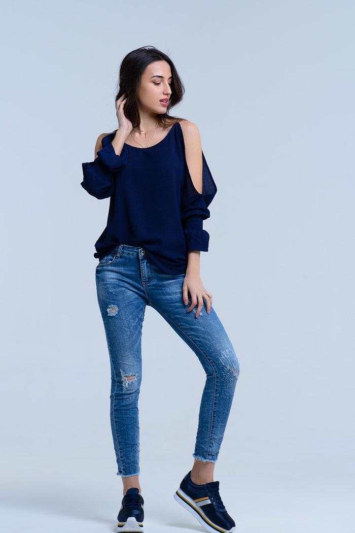 Jeans with rips details - Denim