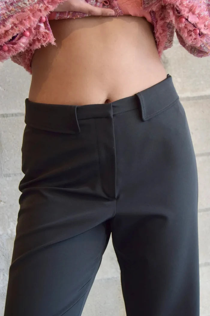 JIL SANDER BLACK SLACKS WITH COLLAR WASIT