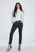 Khaki jeans with button closure - Coloured Jeans