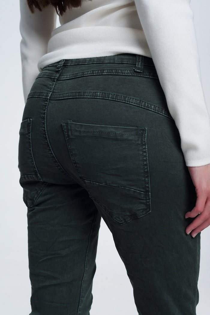 Khaki jeans with button closure - Coloured Jeans