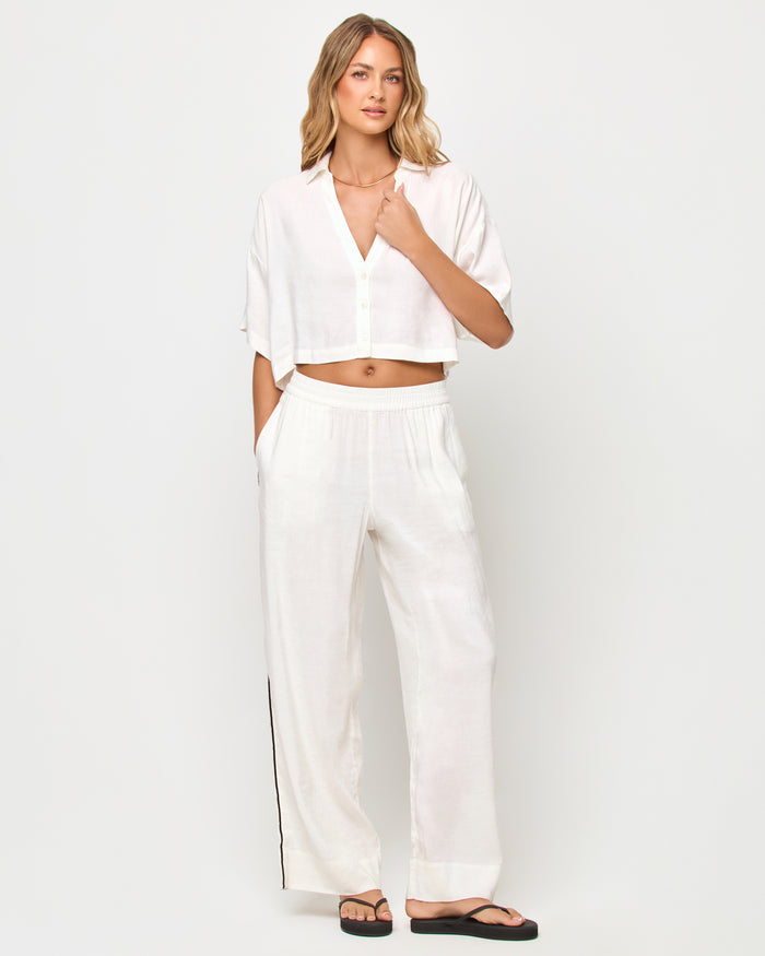 LSPACE Kitt top in Cream, front view on model.