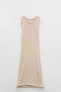 Knitted Midi Dress With Braided Detail in beige color - dress