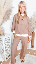 Kourtney Stripe Lounge Set-Rust