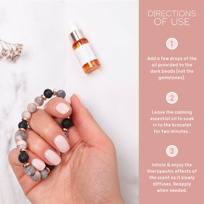 Lava Bead Aromatherapy Bracelet Set - Happiness, Centre & Balance - Aromatherapy Bracelet