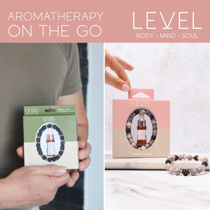 Lava Bead Aromatherapy Bracelet Set- Centre & Happiness - Aromatherapy Bracelet
