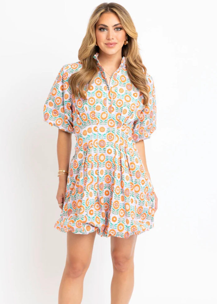 Karlie Lavender Floral Bubble Hem Dress Spring easter