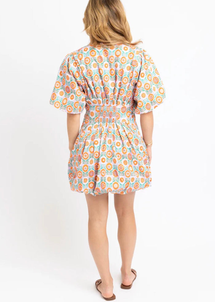 Lavender Floral Bubble Hem Poplin Dress
