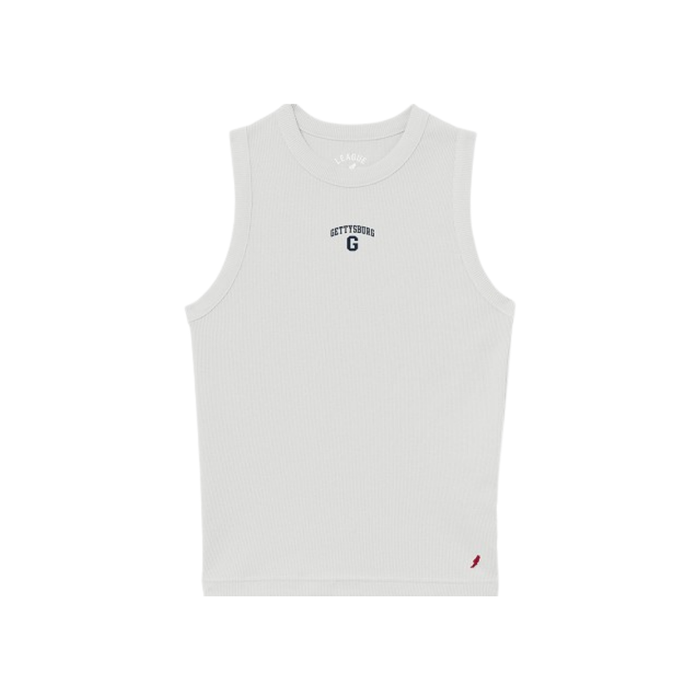 League Gettysburg College Ladies White Retro Rib Tank Top
