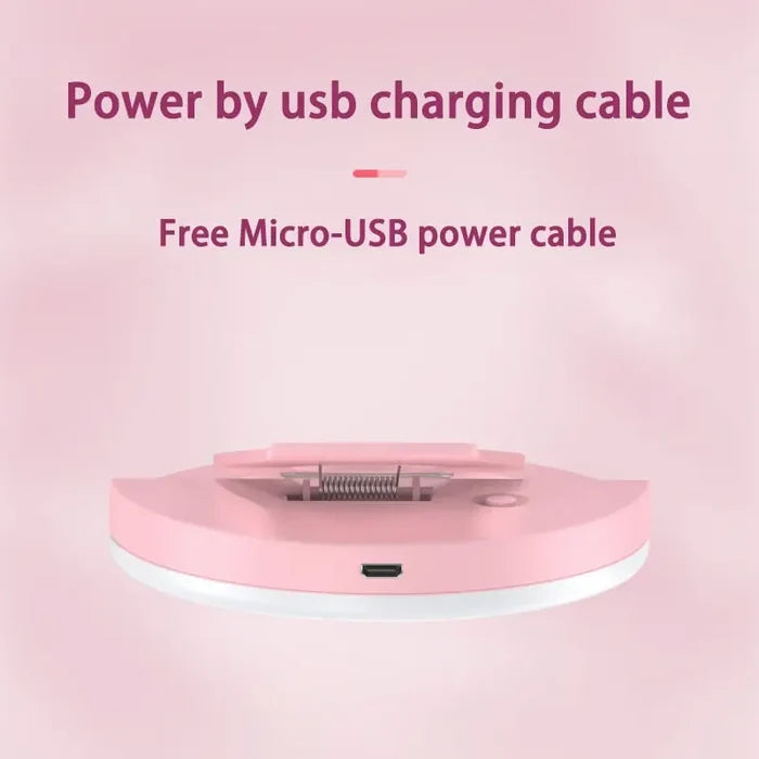 a pink power charger with the words power us charging cable