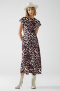 Leopard print maxi dress with knotted detail at the waist - dress