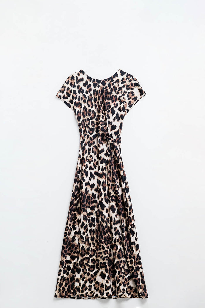 Leopard print maxi dress with knotted detail at the waist - dress