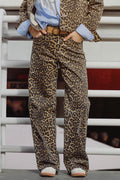 Leopard print pants with front and back gradient - trousers, Coloured Jeans