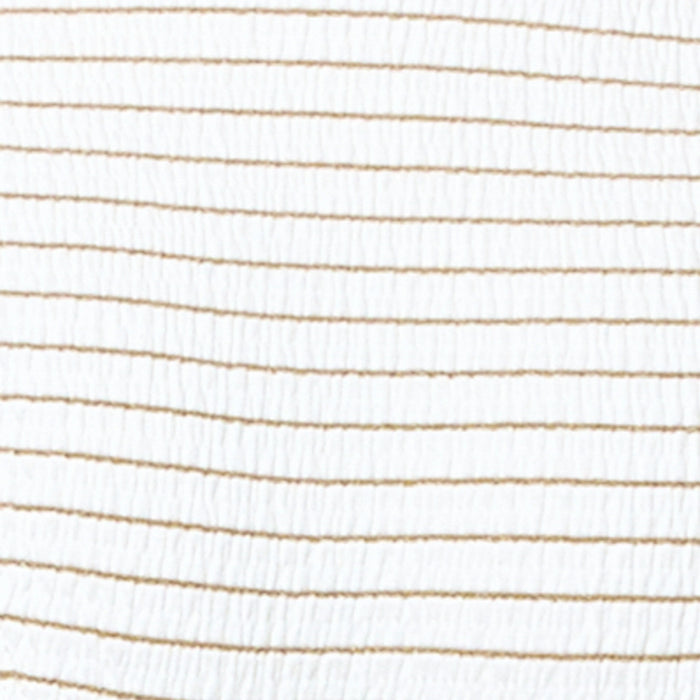 Close-up of white fabric with metallic lurex stripes used in the LSPACE lurex stripe Levy Bikini Bottom.