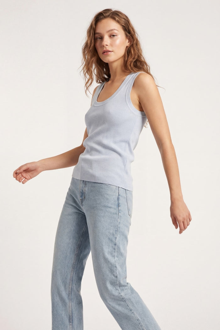 Light Blue Ribbed knitted sweater