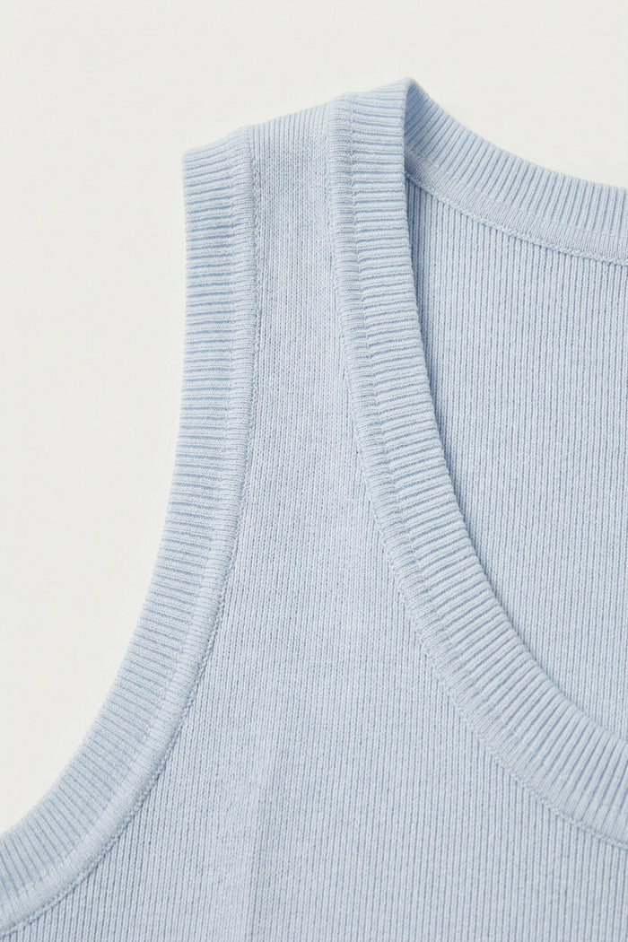 Light Blue Ribbed knitted sweater