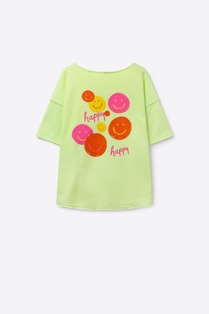 Light Green Relaxed Fit Smile Graphic sweatshirt - top