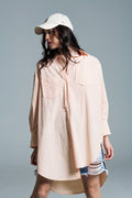 Light orange oversized blouse with white stripes - Shirts