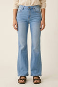 Light Wash Flared Stretch Jeans - Denim