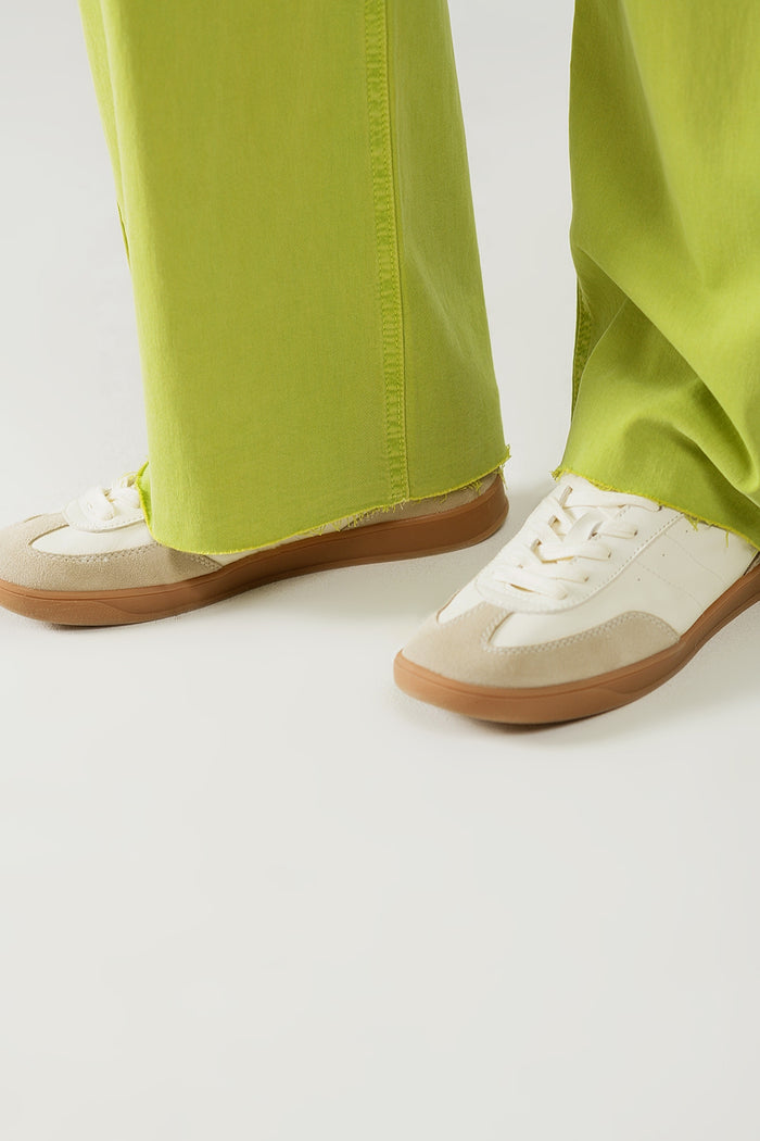 Lime Green Straight Leg Jeans With Front Pockets - Coloured Jeans