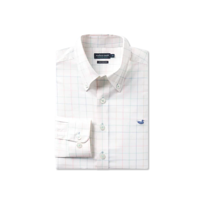 Lockhart Windowpane Performance Buttondown - Light Blue & Mint