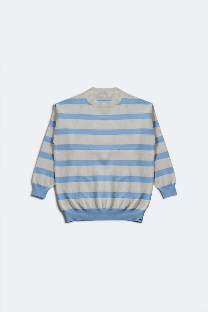 Long blue striped sweater