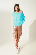 Long sleeve top in modal blue - top