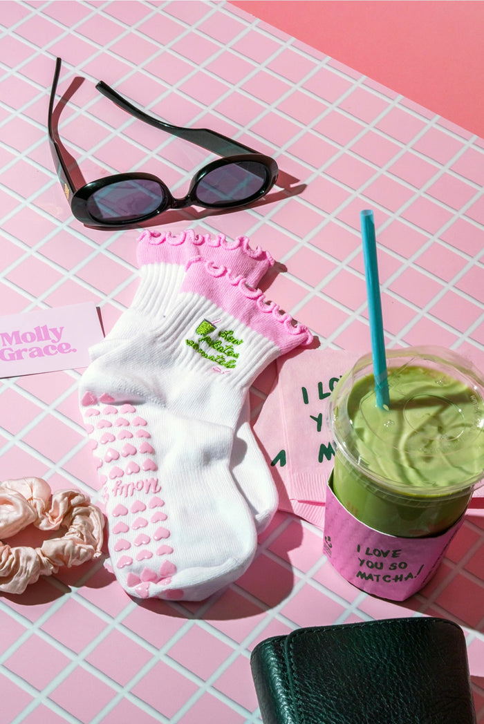 Matcha green grip socks