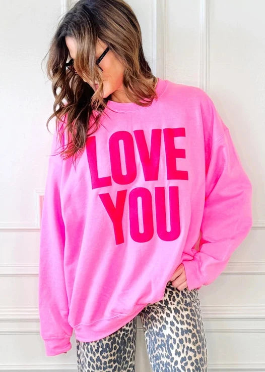 poppy & pine pink love you sweatshirt valentine day