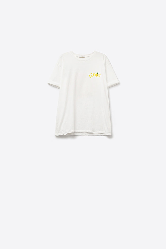 Made in Italy white t-shirt with Lemon graphic - top