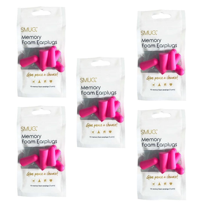 Memory Foam Earplugs - Bright Pink (5 packs) - Earplugs
