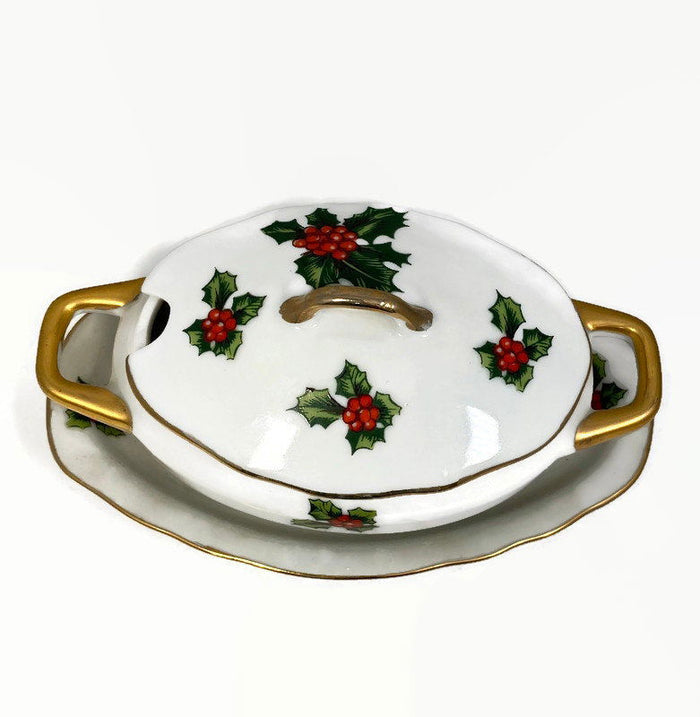 Midcentury Christmas Condiment Server by Lefton at Duckwells