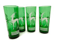 Midcentury Green and White Collins Cocktail Glasses at Duckwells