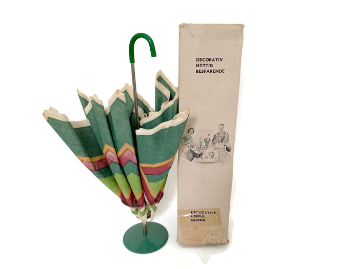 Midcentury Napkin Umbrella Holder with Original Package at Duckwells